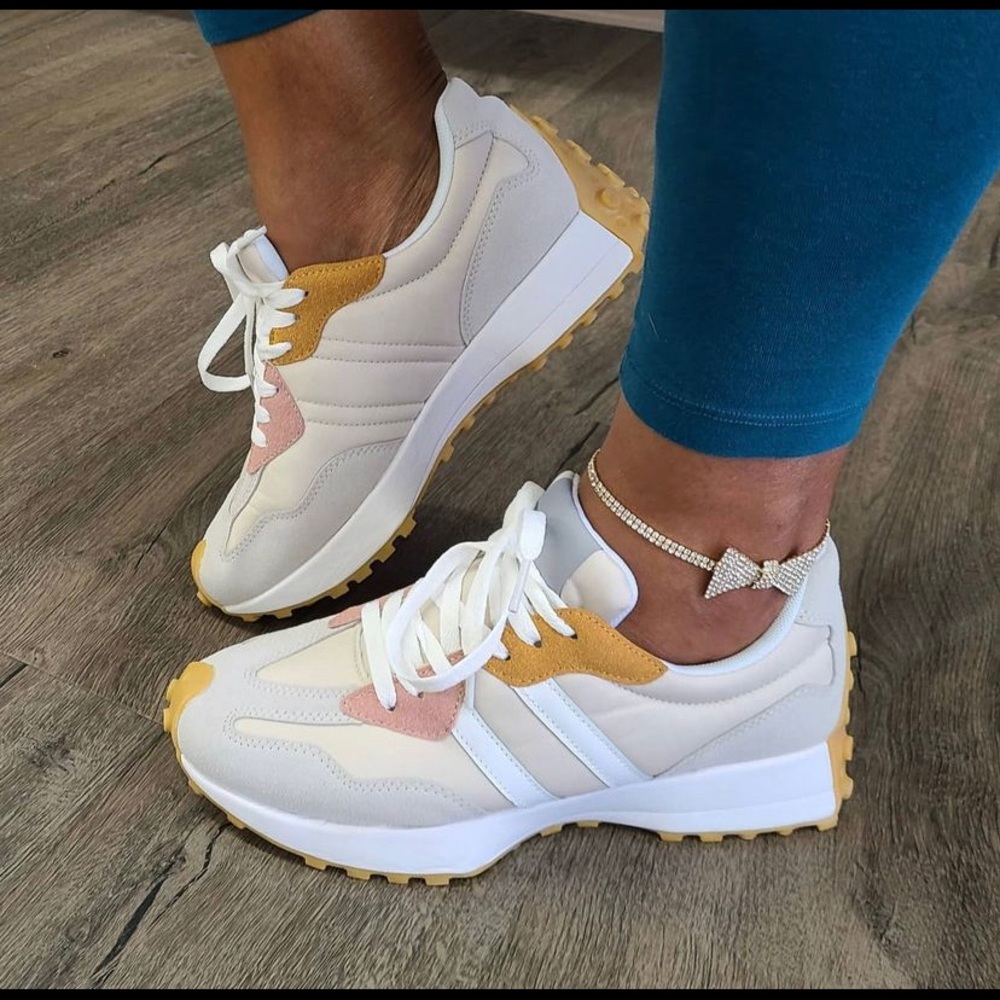 Tan and white Tennis Shoes